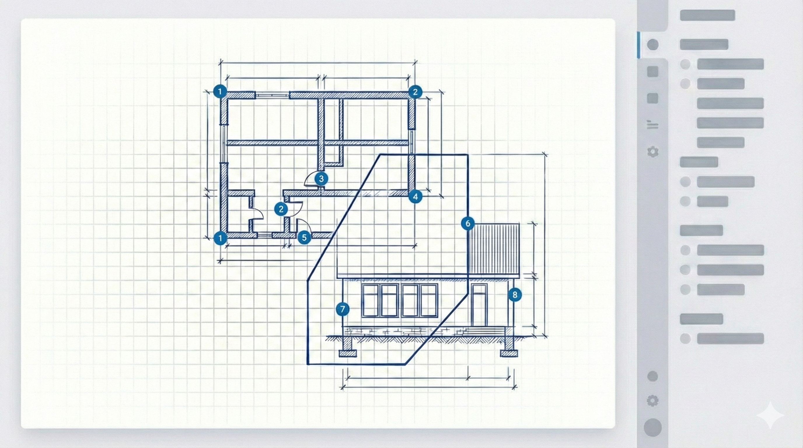 iPad takeoff demo with crosshair and live measurement result